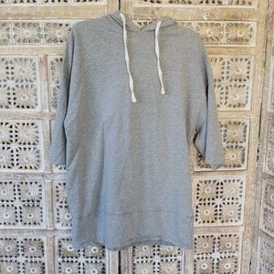 Zara Oversized Half Sleeve Light Gray Hooded Long sweatshirt